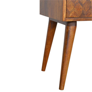 Assorted Open Slot Bedside Table | Solid Mango Wood | Chestnut Finish | Nightstand Storage