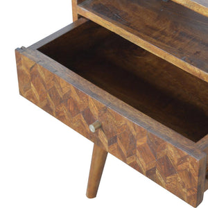 Assorted Open Slot Bedside Table | Solid Mango Wood | Chestnut Finish | Nightstand Storage