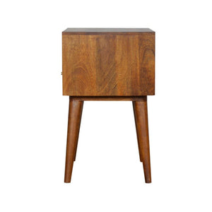 Assorted Open Slot Bedside Table | Solid Mango Wood | Chestnut Finish | Nightstand Storage