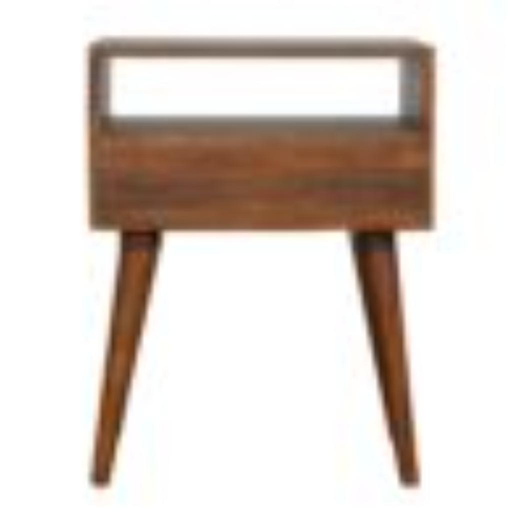 Assorted Open Slot Bedside Table | Solid Mango Wood | Chestnut Finish | Nightstand Storage