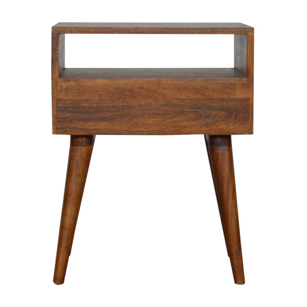 Assorted Open Slot Bedside Table | Solid Mango Wood | Chestnut Finish | Nightstand Storage