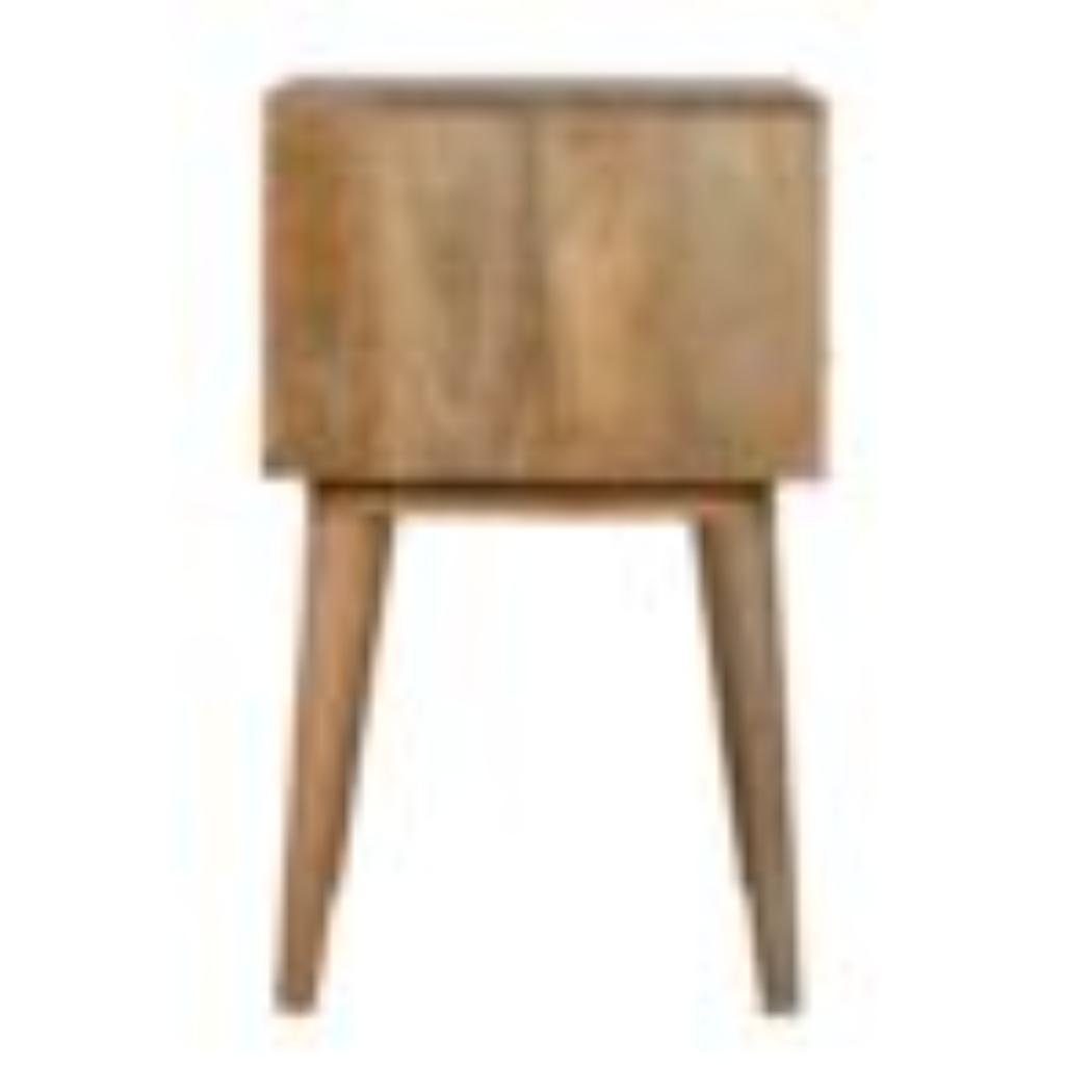 Assorted Open Slot Bedside Table | Solid Mango Wood | Oak Finish | Compact Nightstand