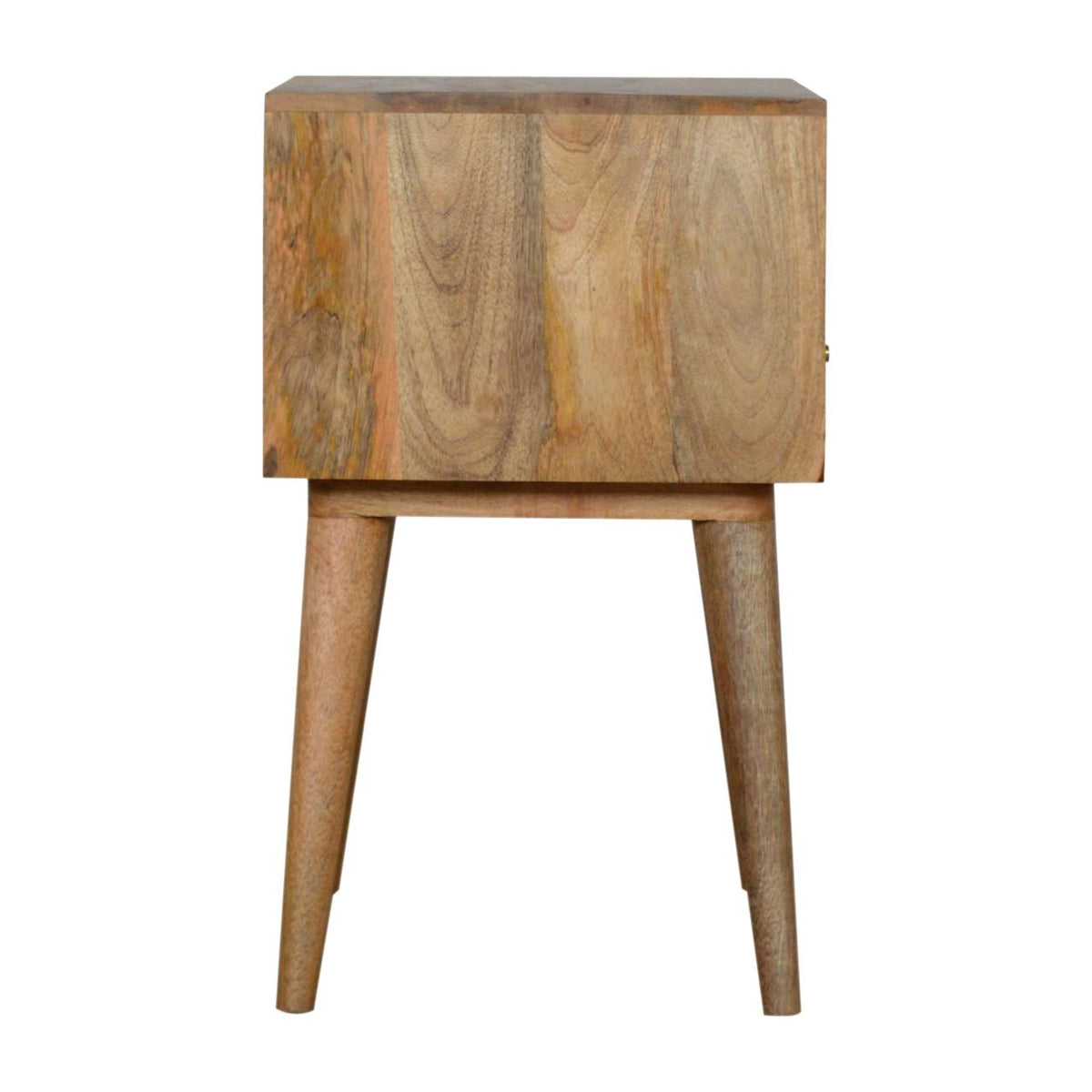 Assorted Open Slot Bedside Table | Solid Mango Wood | Oak Finish | Compact Nightstand