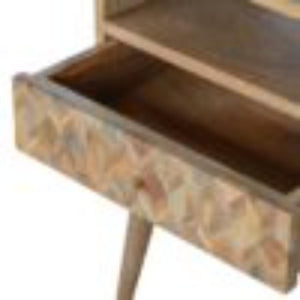 Assorted Open Slot Bedside Table | Solid Mango Wood | Oak Finish | Compact Nightstand
