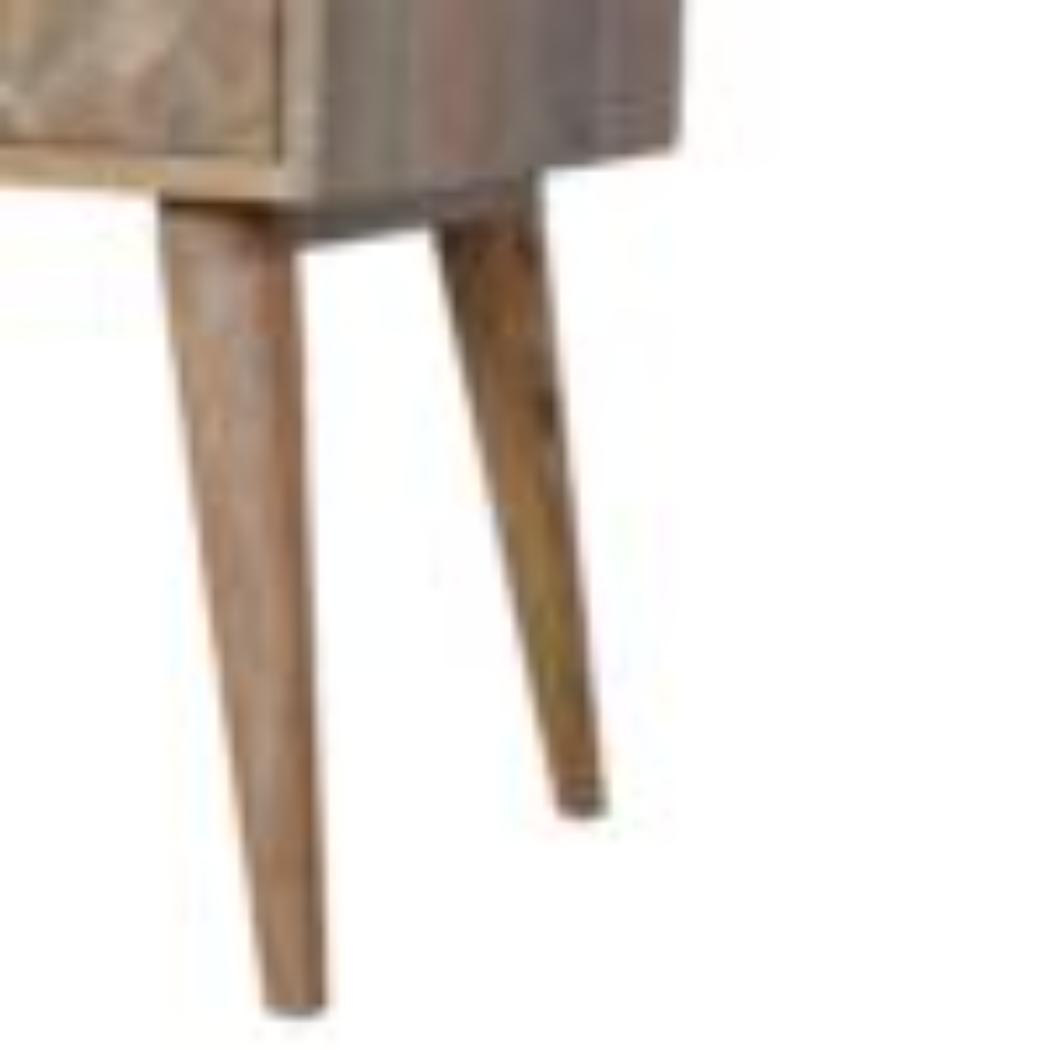 Assorted Open Slot Bedside Table | Solid Mango Wood | Oak Finish | Compact Nightstand