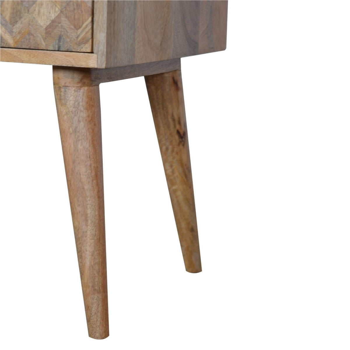 Assorted Open Slot Bedside Table | Solid Mango Wood | Oak Finish | Compact Nightstand