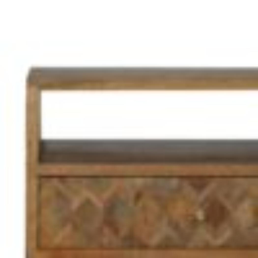 Assorted Open Slot Bedside Table | Solid Mango Wood | Oak Finish | Compact Nightstand