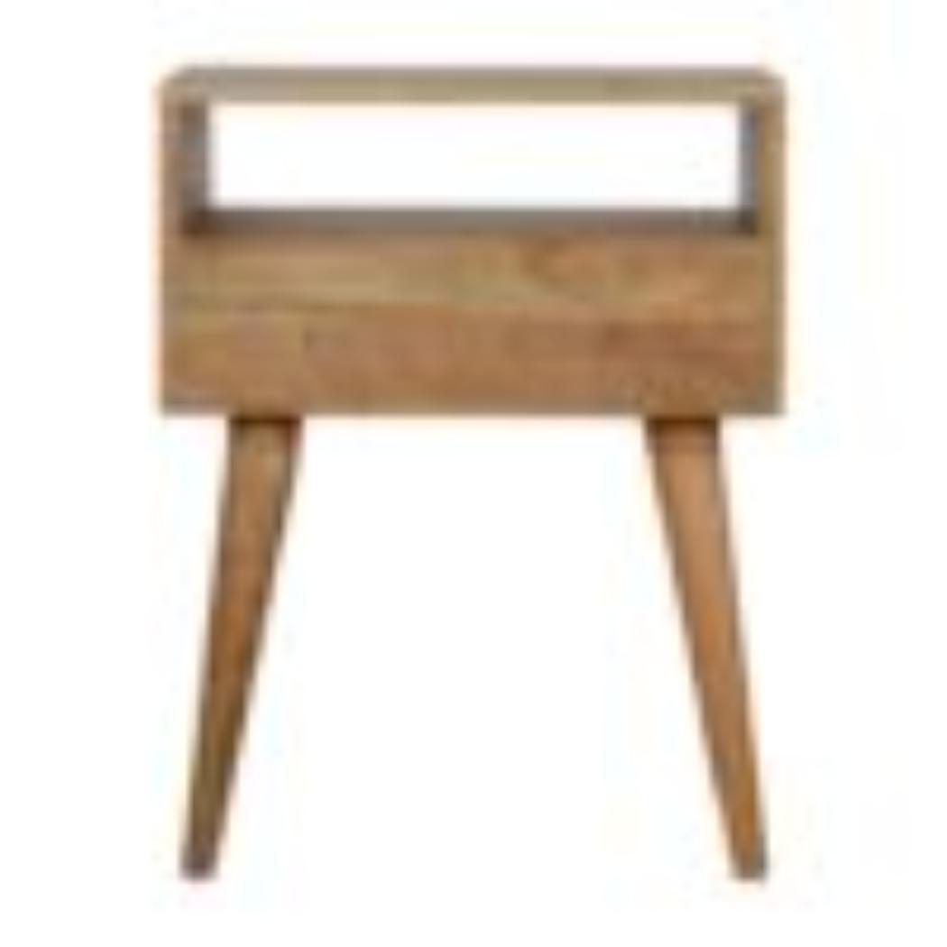 Assorted Open Slot Bedside Table | Solid Mango Wood | Oak Finish | Compact Nightstand