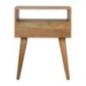 Assorted Open Slot Bedside Table | Solid Mango Wood | Oak Finish | Compact Nightstand