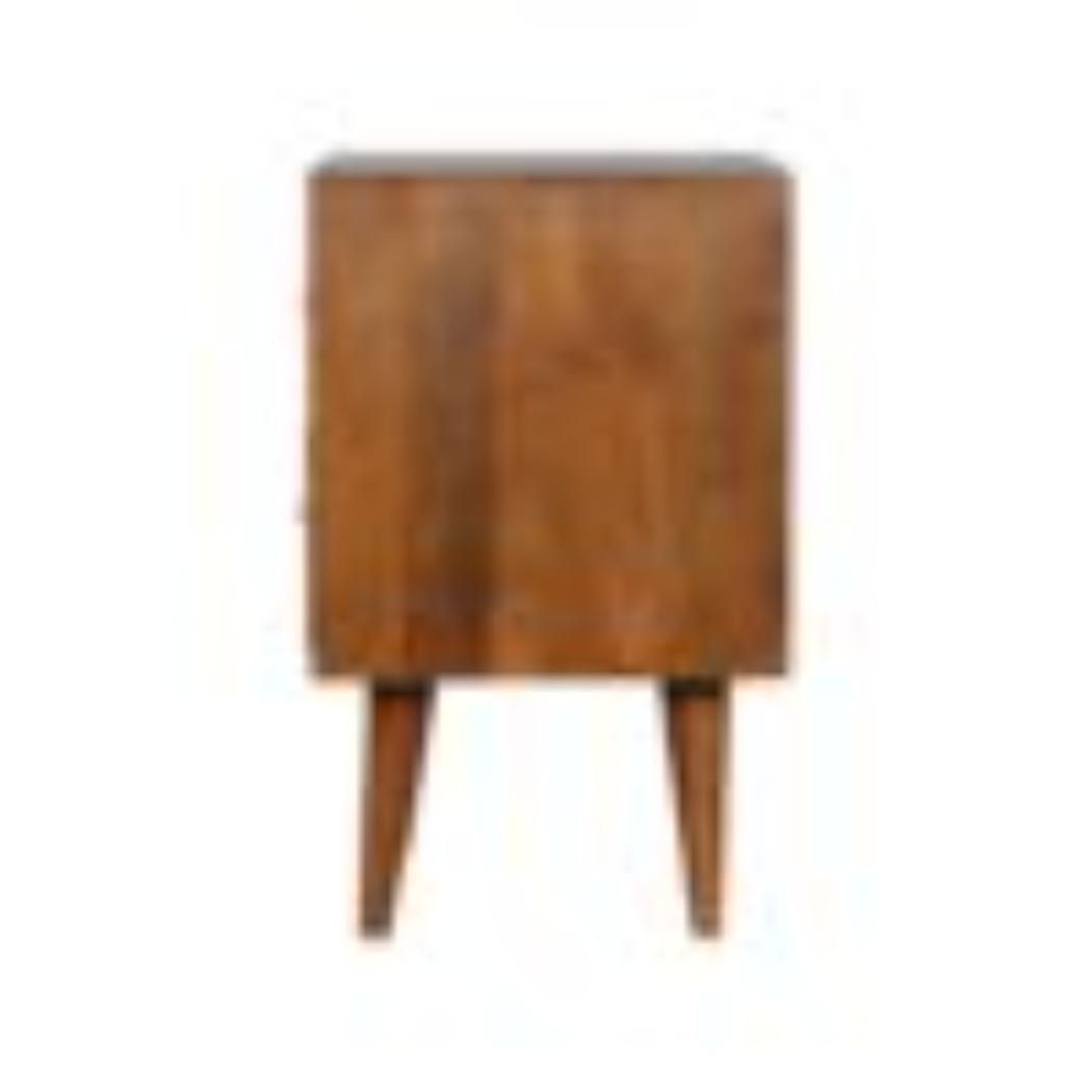 Assorted Pattern Bedside Table | Solid Mango Wood | Chestnut Finish | Compact Storage