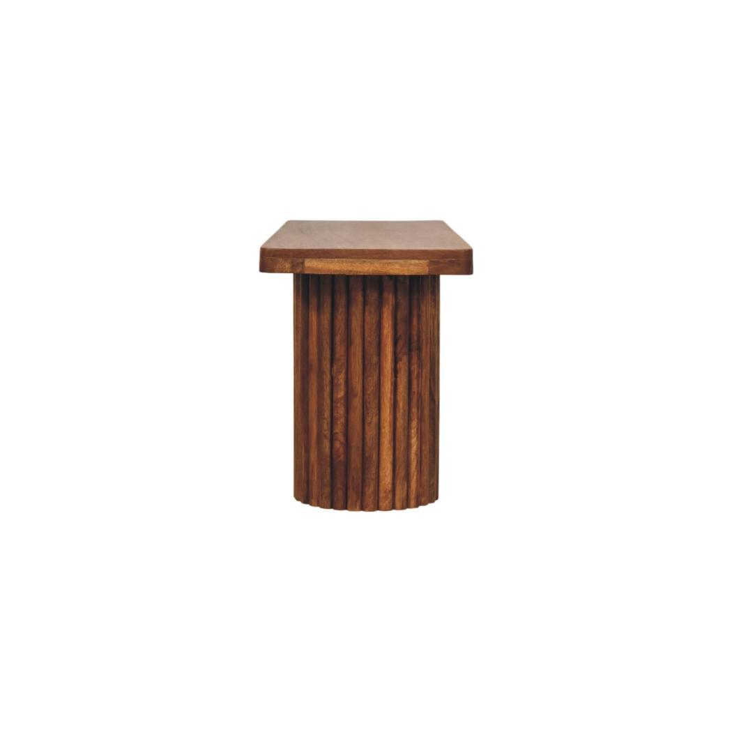 Astoria Fluted Bench | Solid Mango Wood | Textured Timber Base | Upholstered Hallway Seat