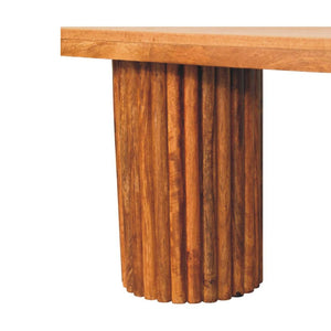 Astoria Fluted Bench | Solid Mango Wood | Textured Timber Base | Upholstered Hallway Seat
