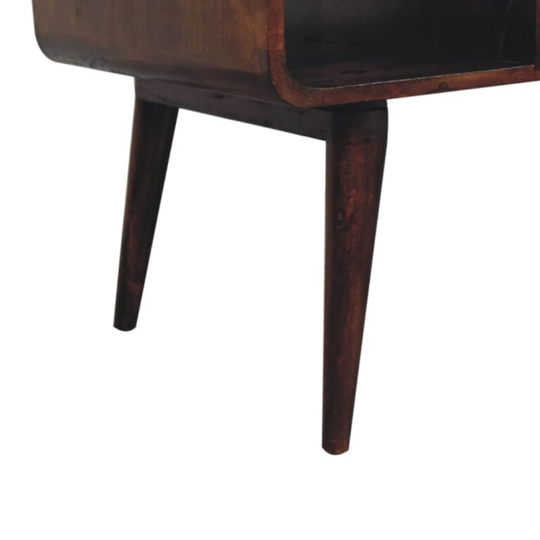 Aurelia Curved Coffee Table | Solid Mango Wood | California Walnut Finish | 2 Drawer Storage