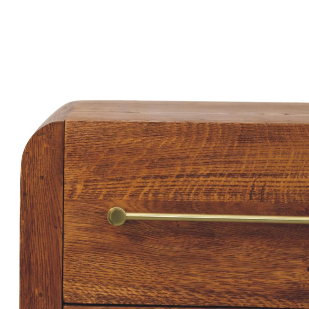 Aurelio Bedside Table | Solid Mango Wood | Tiger Oak Finish | 2 Drawer Nightstand