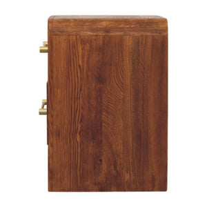 Aurelio Bedside Table | Solid Mango Wood | Tiger Oak Finish | 2 Drawer Nightstand