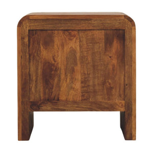 Aurelio Bedside Table | Solid Mango Wood | Tiger Oak Finish | 2 Drawer Nightstand