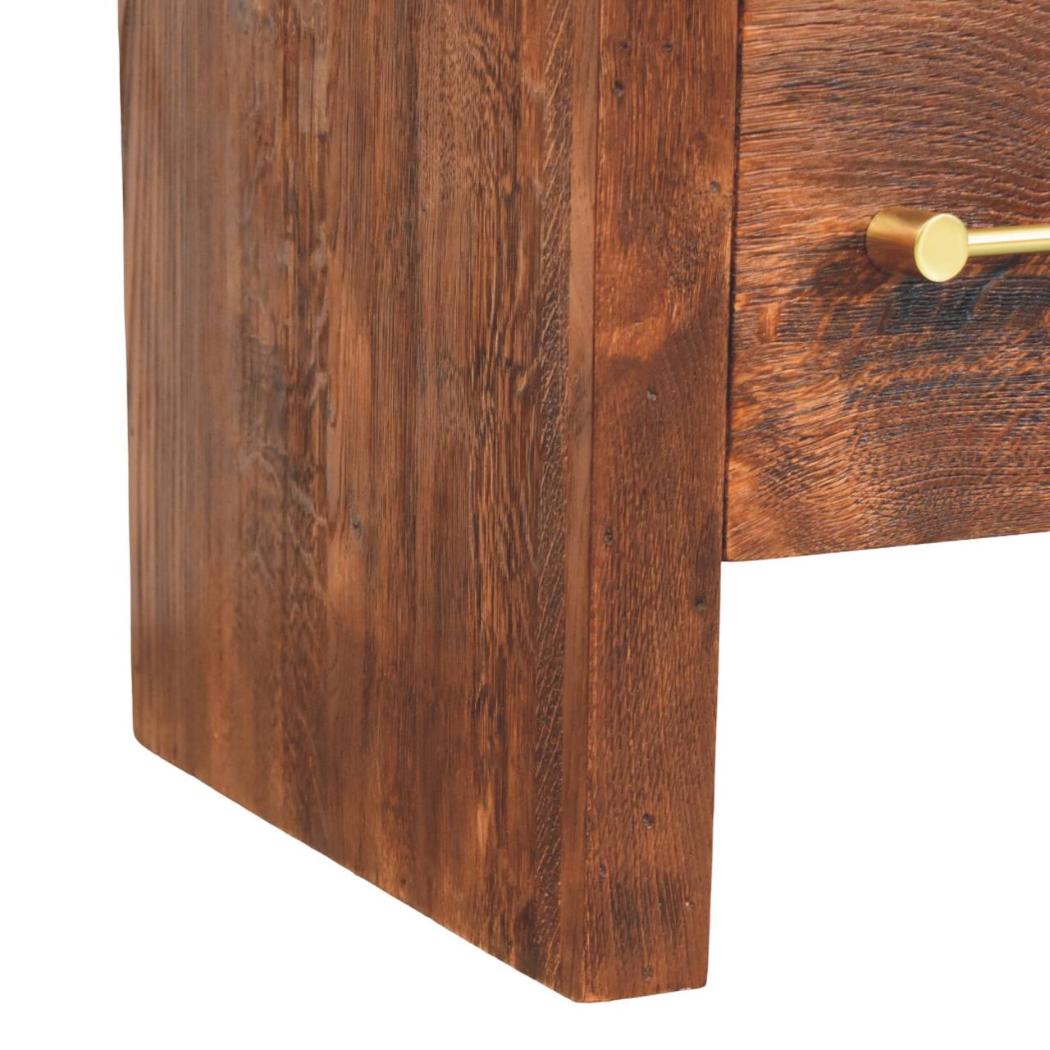 Aurelio Block Bedside Table | Solid Mango Wood | Tiger Oak Finish | 1 Drawer Nightstand with Open Shelf