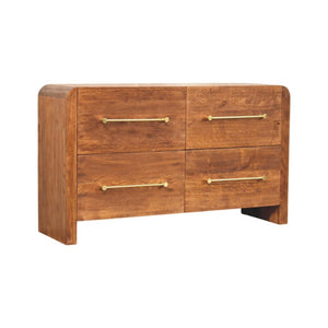 Aurelio Chest of Drawers | Solid Mango Wood | Tiger Oak Finish | 4 Drawer Storage Dresser