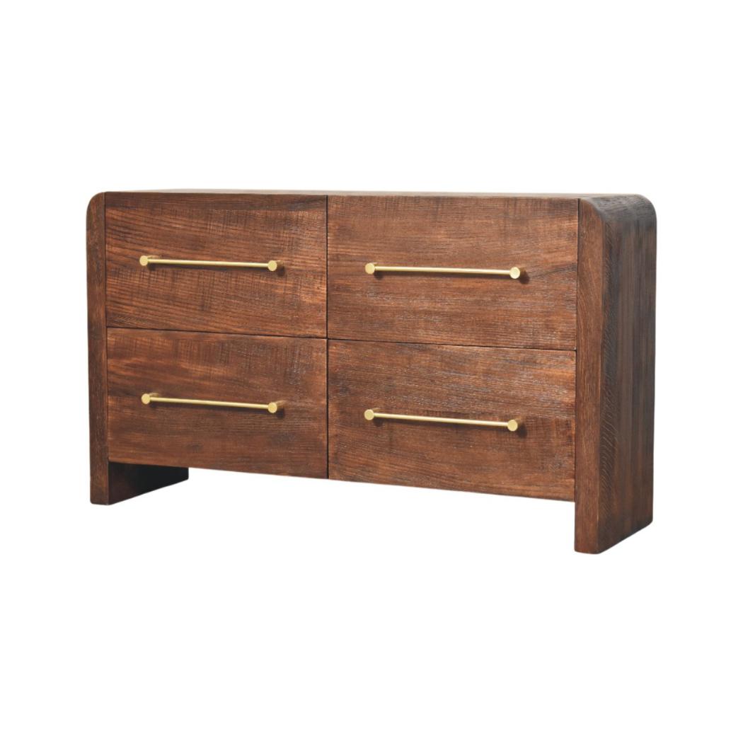 Aurelio Chest of Drawers | Solid Mango Wood | Smoked Oak Finish | 4 Drawer Storage Dresser