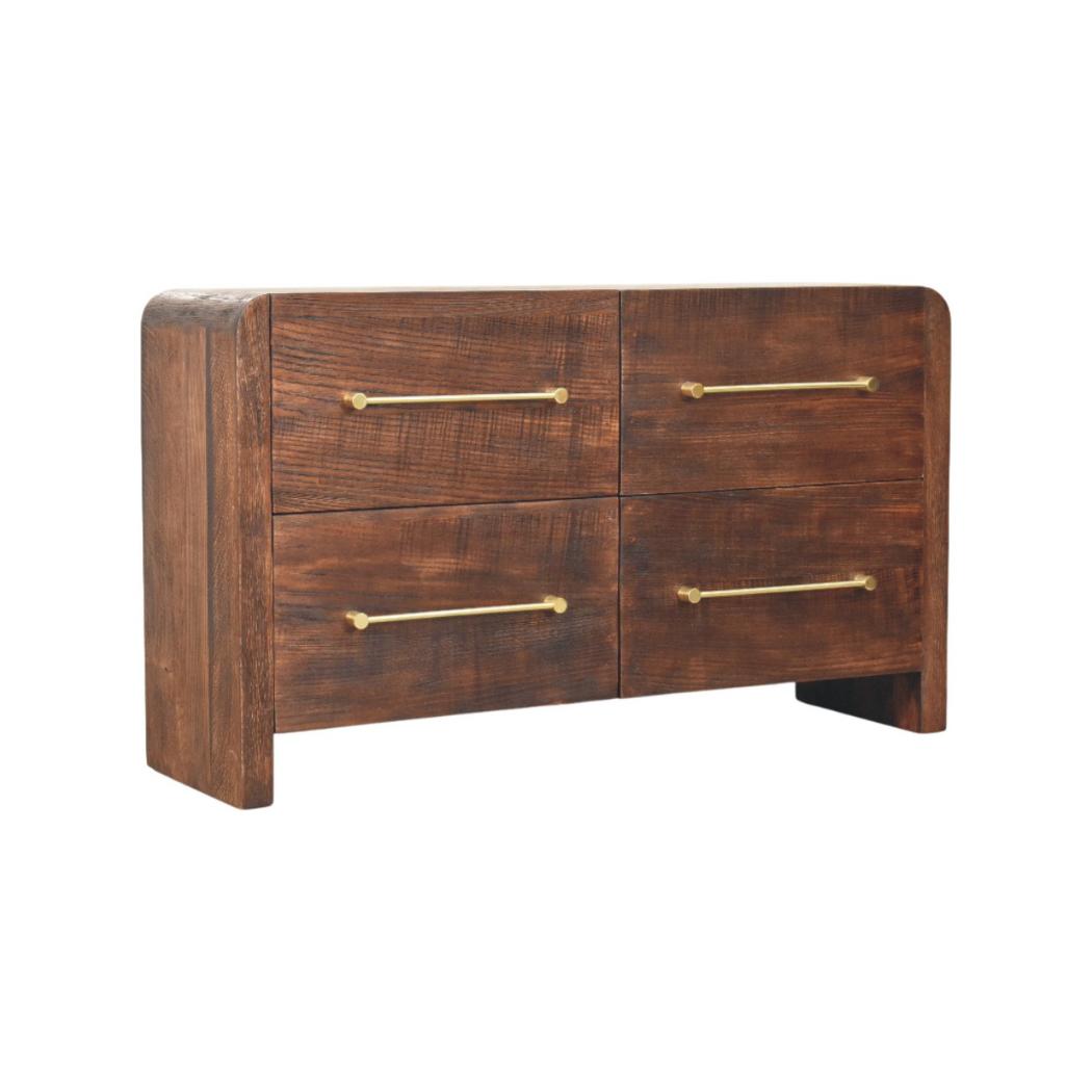 Aurelio Chest of Drawers | Solid Mango Wood | Smoked Oak Finish | 4 Drawer Storage Dresser