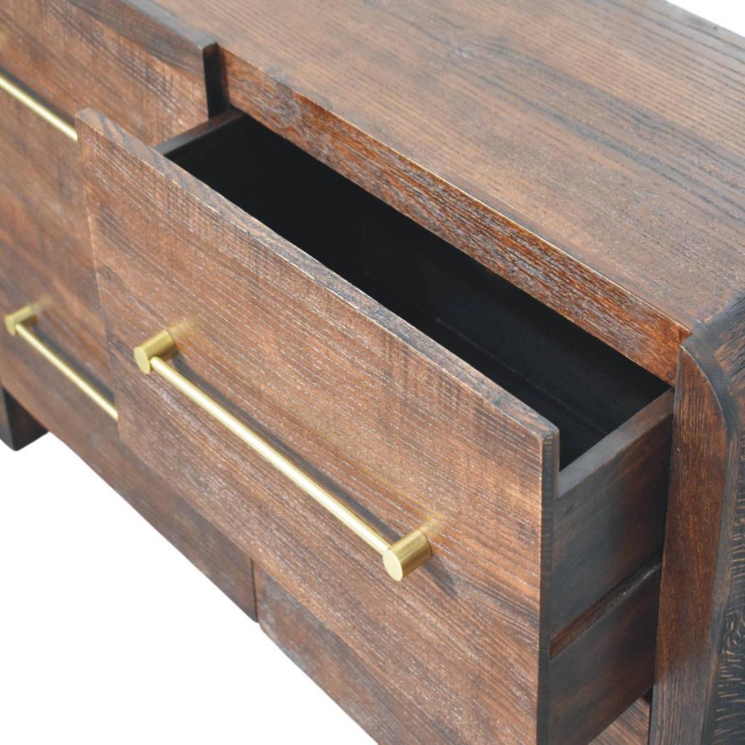 Aurelio Chest of Drawers | Solid Mango Wood | Smoked Oak Finish | 4 Drawer Storage Dresser
