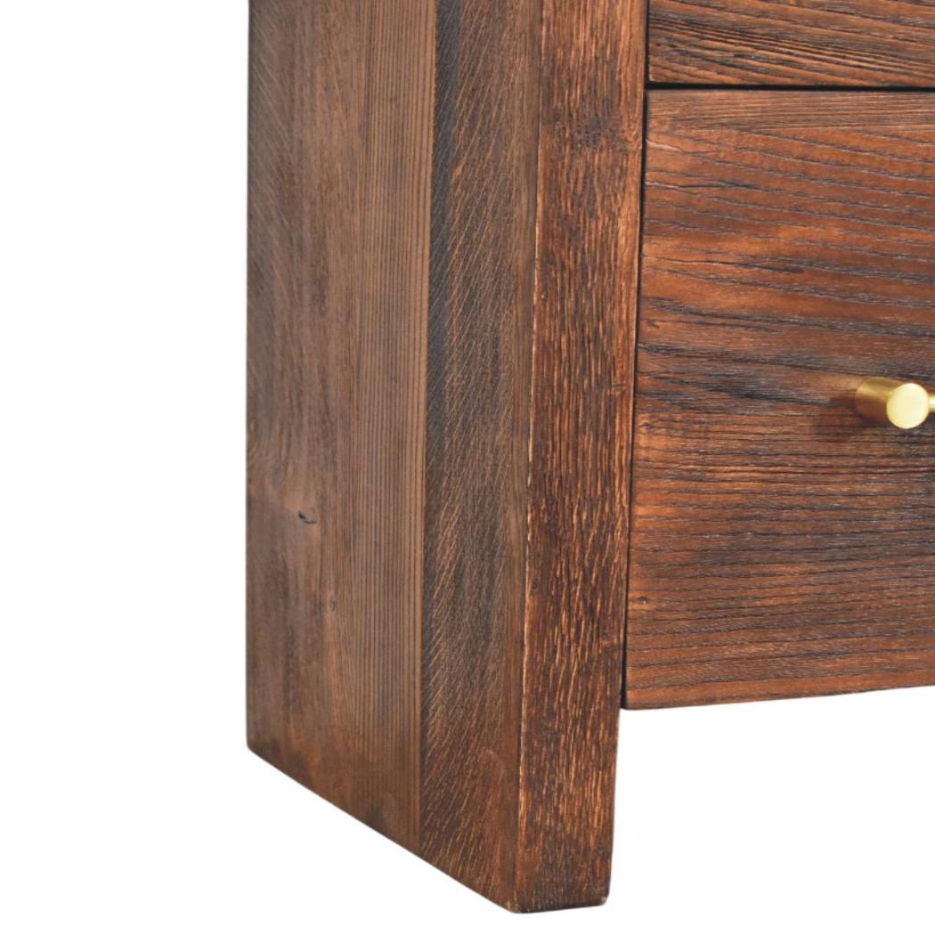 Aurelio Chest of Drawers | Solid Mango Wood | Smoked Oak Finish | 4 Drawer Storage Dresser