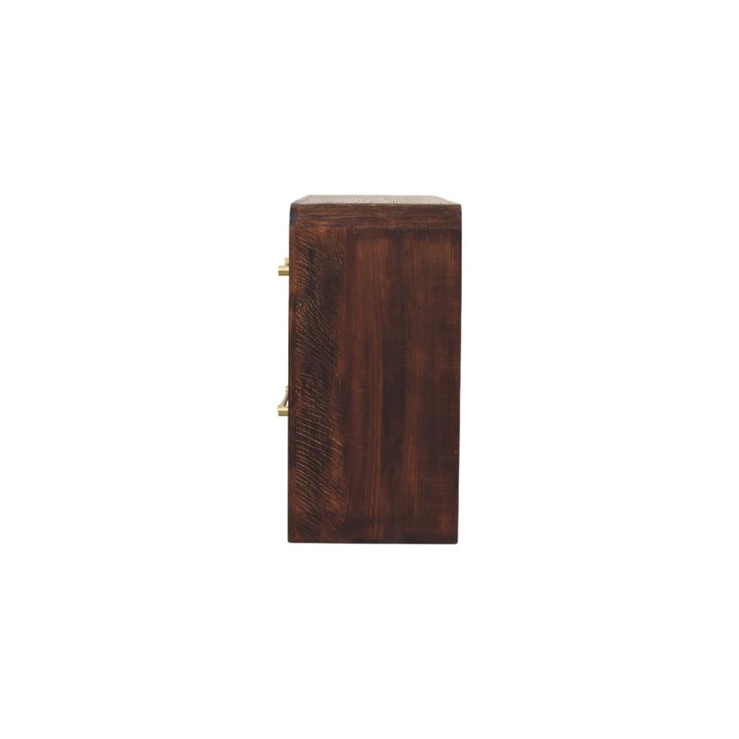 Aurelio Chest of Drawers | Solid Mango Wood | Smoked Oak Finish | 4 Drawer Storage Dresser