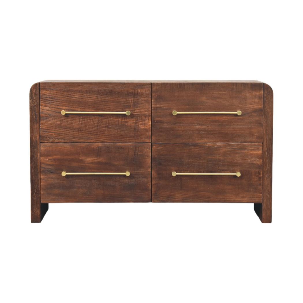 Aurelio Chest of Drawers | Solid Mango Wood | Smoked Oak Finish | 4 Drawer Storage Dresser