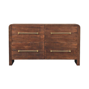 Aurelio Chest of Drawers | Solid Mango Wood | Smoked Oak Finish | 4 Drawer Storage Dresser
