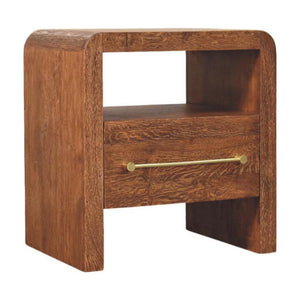 Aurelio Open Bedside Table | Solid Mango Wood | Smoked Oak Finish | 1 Drawer Nightstand with Open Shelf