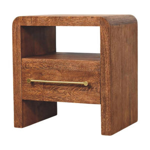 Aurelio Open Bedside Table | Solid Mango Wood | Smoked Oak Finish | 1 Drawer Nightstand with Open Shelf