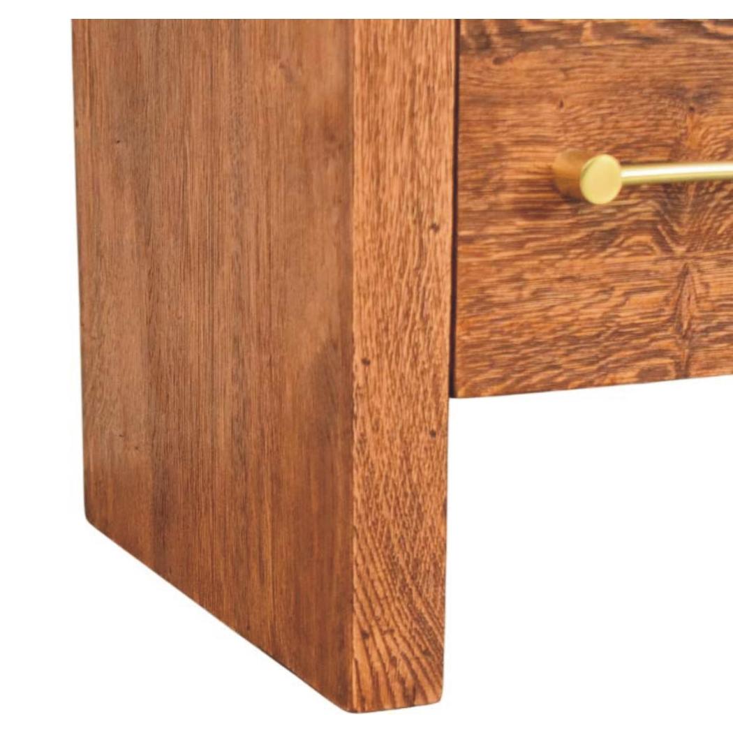 Aurelio Open Bedside Table | Solid Mango Wood | Smoked Oak Finish | 1 Drawer Nightstand with Open Shelf