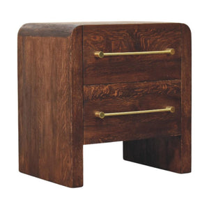 Aurelio Smoked Oak Bedside Table | Solid Mango Wood | Smoked Oak Finish | 2 Drawer Nightstand