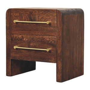 Aurelio Smoked Oak Bedside Table | Solid Mango Wood | Smoked Oak Finish | 2 Drawer Nightstand