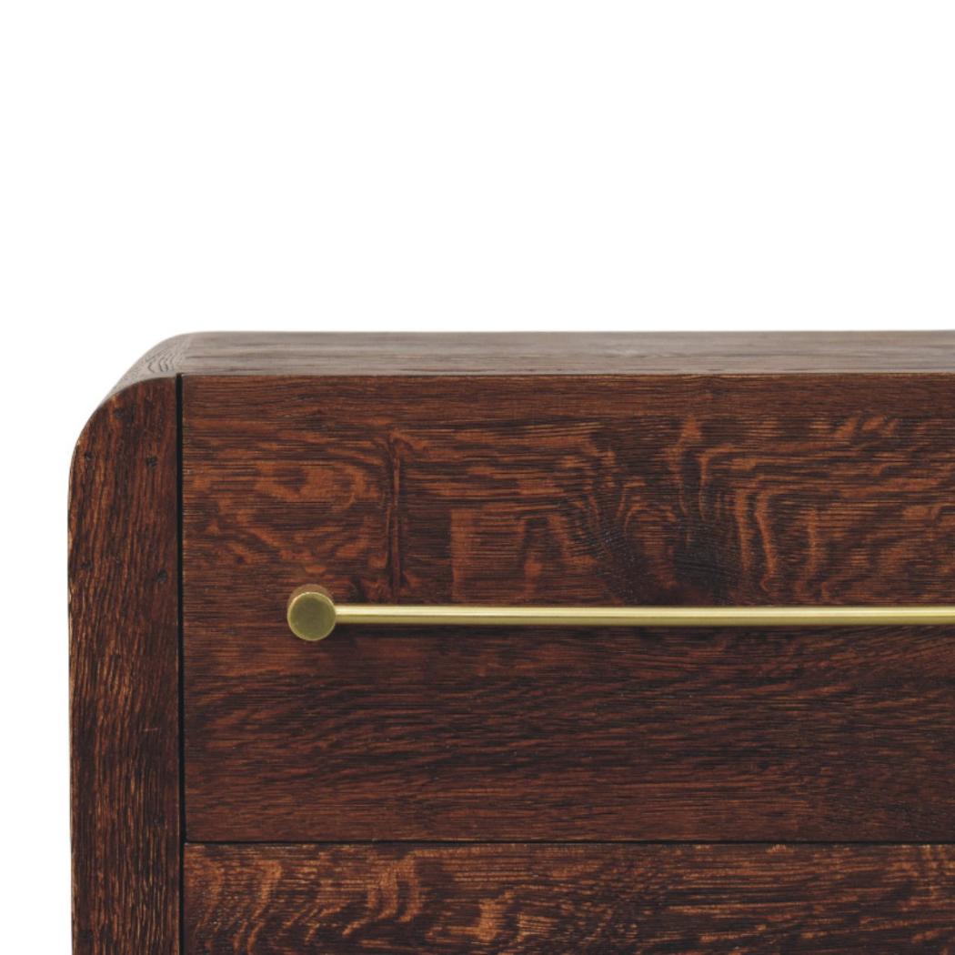 Aurelio Smoked Oak Bedside Table | Solid Mango Wood | Smoked Oak Finish | 2 Drawer Nightstand
