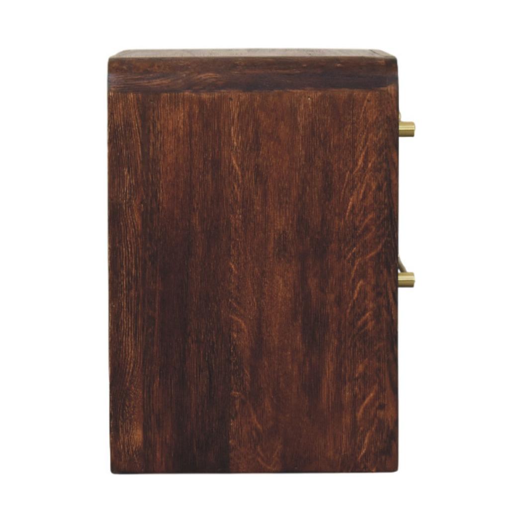 Aurelio Smoked Oak Bedside Table | Solid Mango Wood | Smoked Oak Finish | 2 Drawer Nightstand