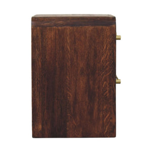 Aurelio Smoked Oak Bedside Table | Solid Mango Wood | Smoked Oak Finish | 2 Drawer Nightstand