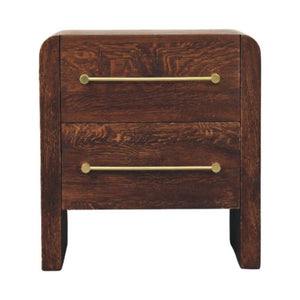 Aurelio Smoked Oak Bedside Table | Solid Mango Wood | Smoked Oak Finish | 2 Drawer Nightstand