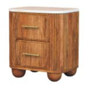 Aurora Marble Bedside Table | Solid Mango Wood | Stone Top