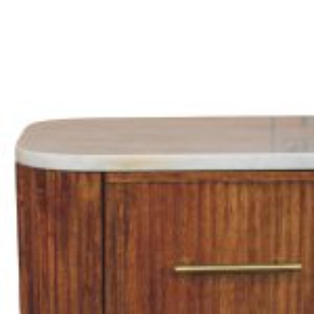 Aurora Marble Bedside Table | Solid Mango Wood | Stone Top