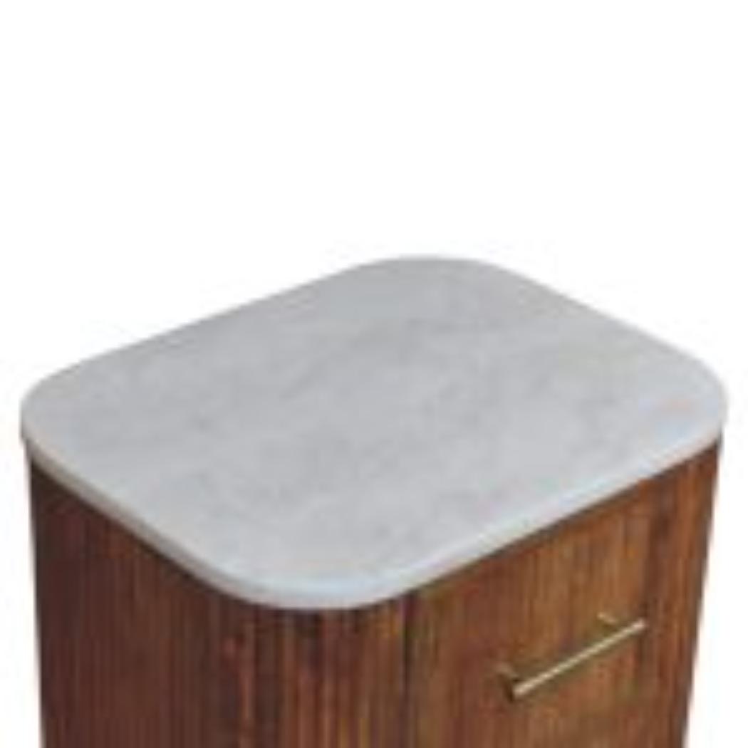 Aurora Marble Bedside Table | Solid Mango Wood | Stone Top