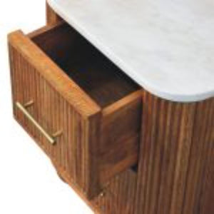 Aurora Marble Bedside Table | Solid Mango Wood | Stone Top