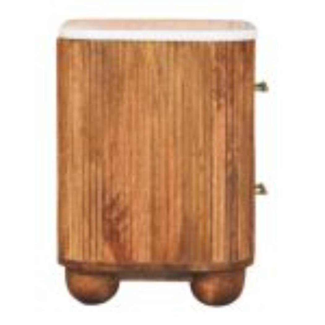 Aurora Marble Bedside Table | Solid Mango Wood | Stone Top