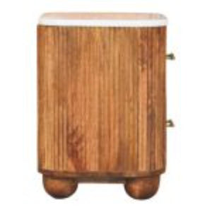 Aurora Marble Bedside Table | Solid Mango Wood | Stone Top