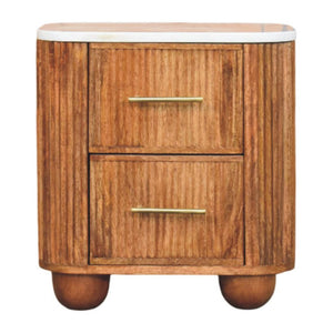 Aurora Marble Bedside Table | Solid Mango Wood | Stone Top