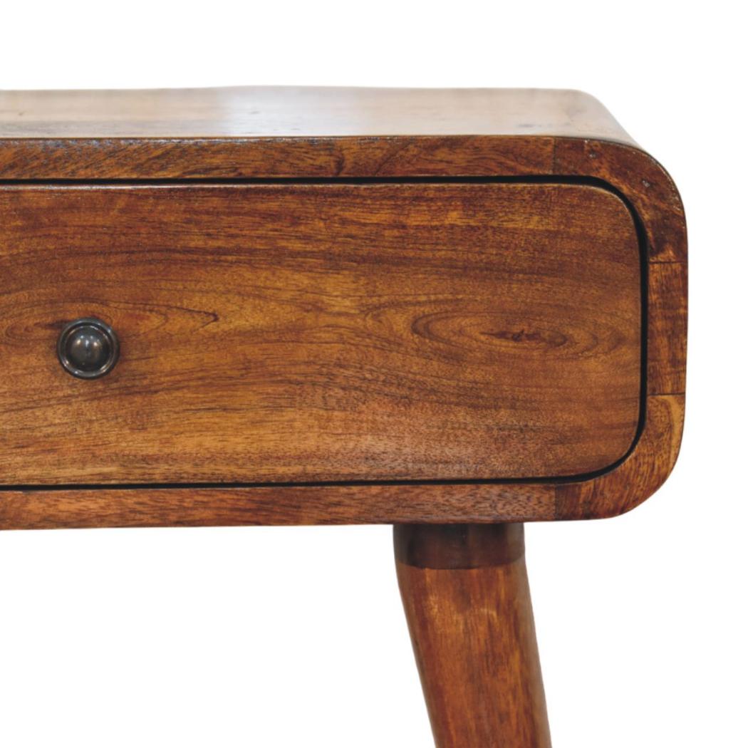 Avora Bedside Table | Solid Mango Wood | Chestnut Finish | 1 Drawer