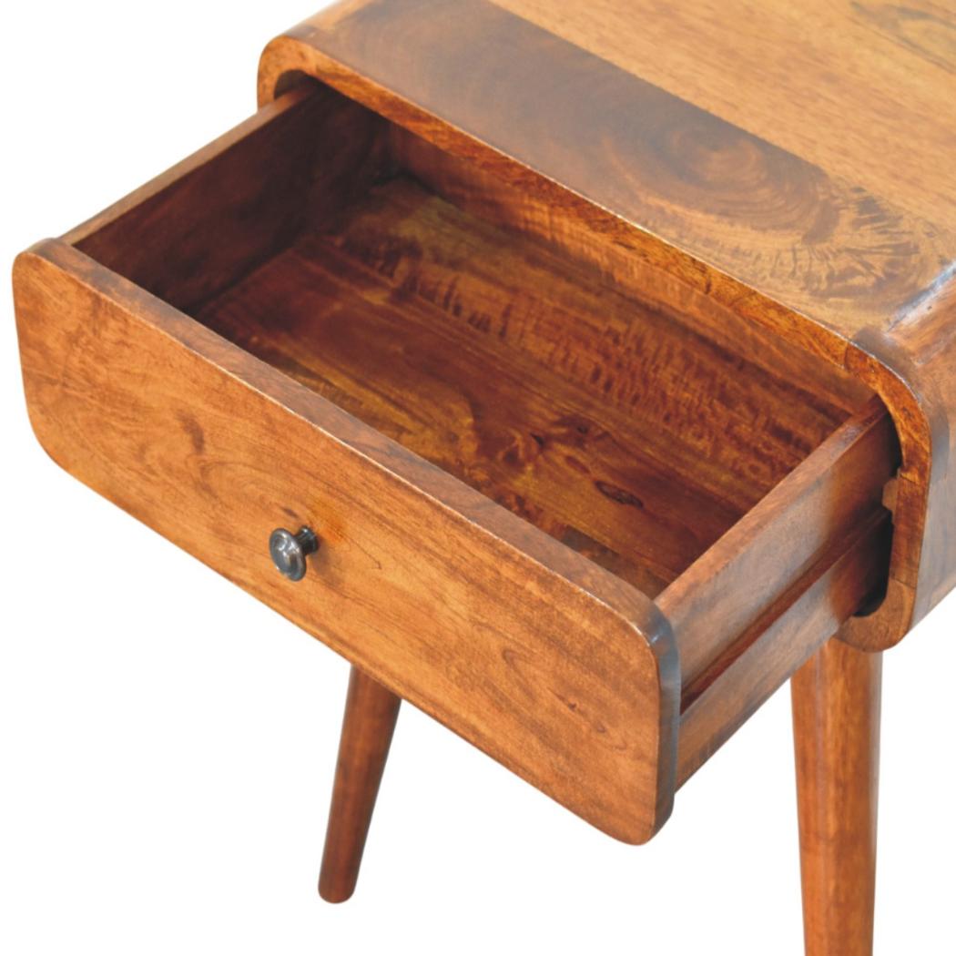 Avora Bedside Table | Solid Mango Wood | Chestnut Finish | 1 Drawer