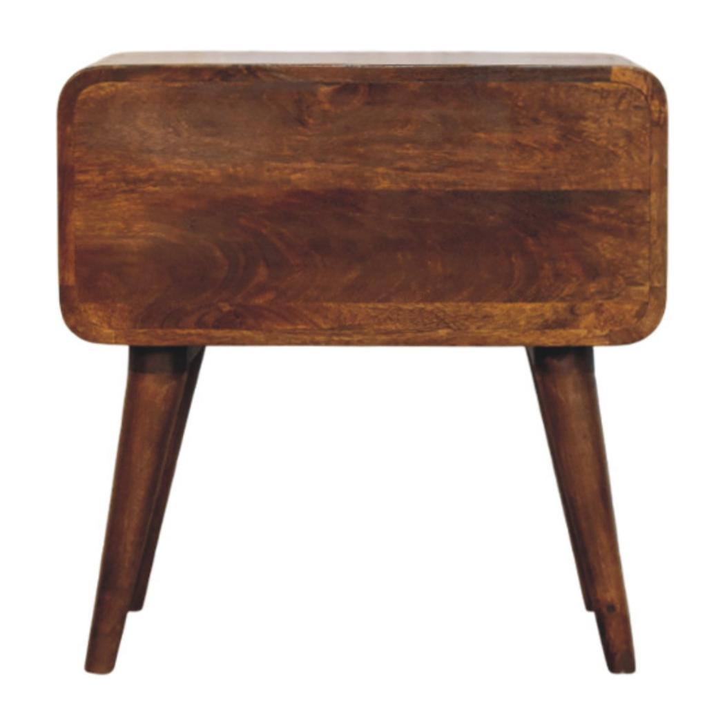 Avora Bedside Table | Solid Mango Wood | Chestnut Finish | 3 Drawers