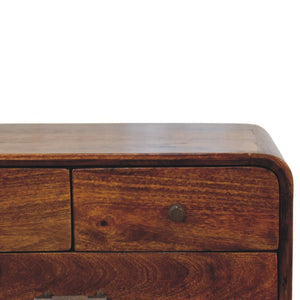 Avora Bedside Table | Solid Mango Wood | Chestnut Finish | 3 Drawers