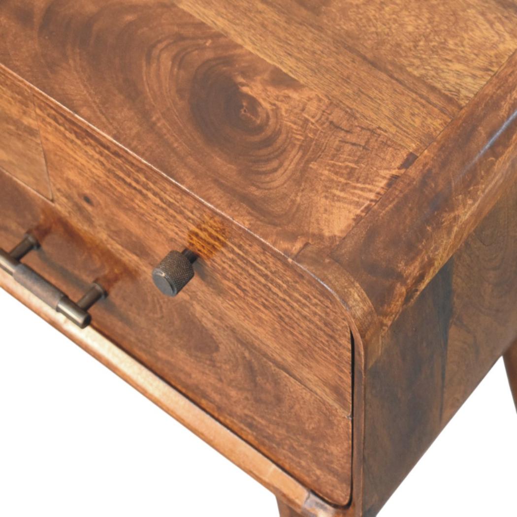 Avora Bedside Table | Solid Mango Wood | Chestnut Finish | 3 Drawers